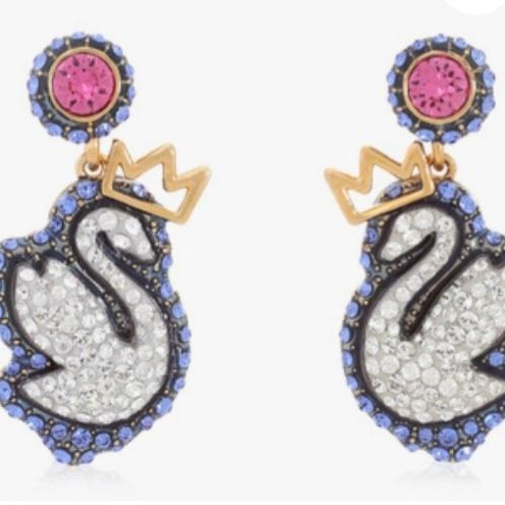 Swarovski Swan Blue/Pink Crystal Earrings